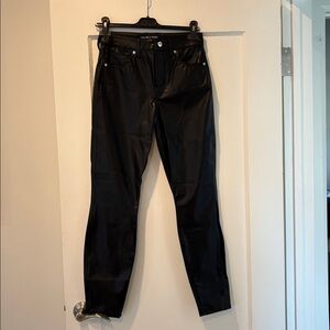 Veronica Beard Debbie Ankle Skinny High Rise Black Faux Leather Jeans